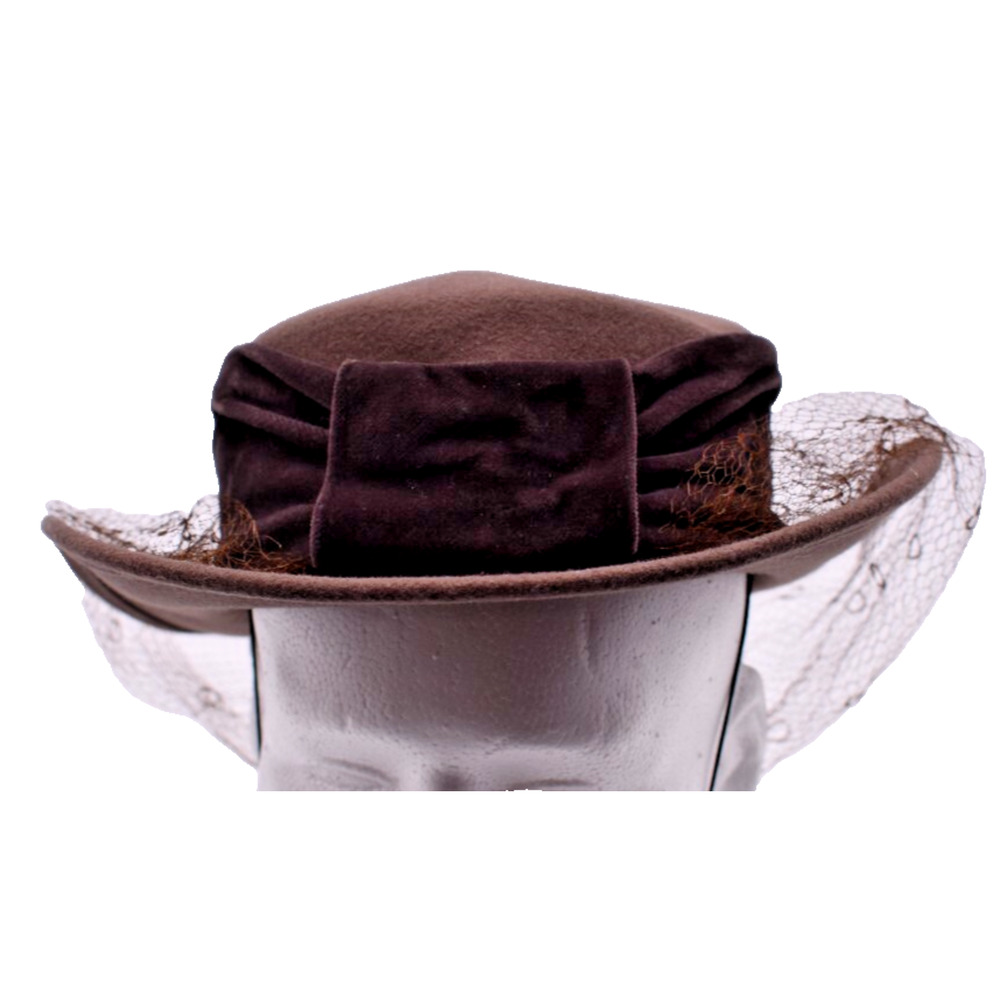 Vintage Whittall & Javits Doeskin Felt Wool Brown Derby / Church Hat Womens
